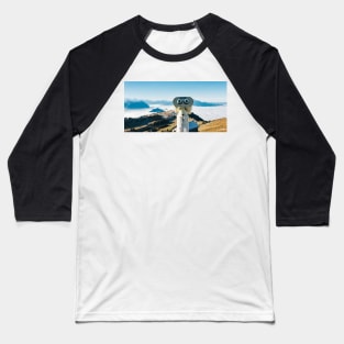 Mountains of Switzerland - Binoculars on Viewpoint With Alpine Panorama in Background Baseball T-Shirt